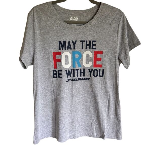 Star Wars “May The Force Be With You” Women’s Tee Gray Medium NWT - Picture 1 of 7